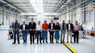 Bei der Eröffnung (von links): Thomas Nöken, Jürgen Aichelmann, Simon Gröger, Stefan Knellwolf, Matthias Dietz, Johannes-Thomas Grobe, ...