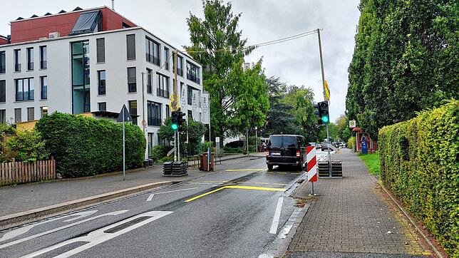 In der Gartenstraße im Konstanzer Paradies kurz vor der Kreuzung Feldstraße steht aktuell eine Baustellenampel.
