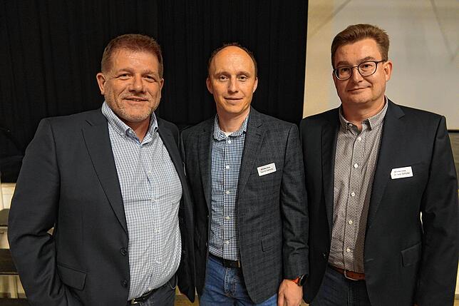 Die Flexbase-Geschäftsführer Marcel Aumer und Sascha Carroccio (von links) zusammen mit Iwan Schnyder, zuständig für die ...