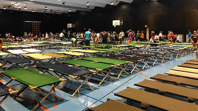 Kinder und Betreuer kamen in der Turnhalle der Bodensee-Schule unter.