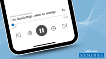 Lassen Sie sich SÜDKURIER-Artikel einfach vorlesen. So sieht die Abspielleiste in der blauen App aus.