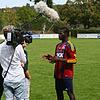 Kebba Manneh vom SC Lauchringen schildert den rassistischen Vorfall bei einem Spiel der Kreisliga. Bild: Scheibengruber