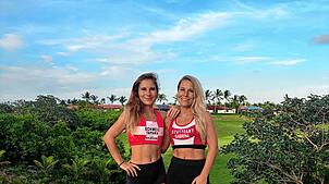 Tamara (links) und Sabrina Benz stellen ihre sportlichen Fähigkeiten auf die Probe – und das vor internationalem Publikum.
