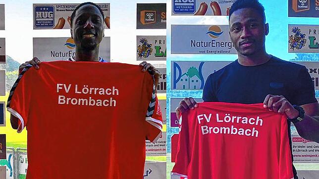 Zwei Neue: Oberligist FV Lörrach-Brombach verpflichtete Yannick Bato (links) und Oumar Gaye aus der Schweiz.