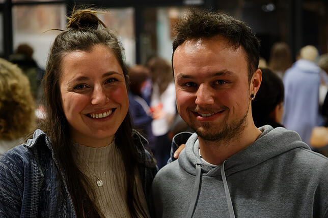 Die Studenten Lena Link und Felix Steidle wollten &bdquo;unvoreingenommen in den Vortrag gehen&ldquo;.