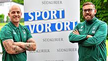 Verhalten optimistisch: Die Sportchefs Julian Jäger (links) und Michael Quaß sind zuversichtlich, dass beim SV Herten die Abgänge ...