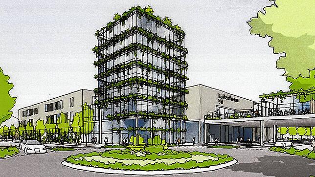 Sieht so das Rössle-Zentrum in Schwenningen in einigen Jahren aus? Die Fassade des ehemaligen Kaufhauses soll mit Pflanzen begrünt ...