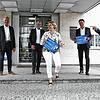 Beim dritten Anlauf kann beim Volksbank-Stadtlauf nunmehr virtuell gestartet werden. Bei der Vorstellung des Projektes von links: Otto ...