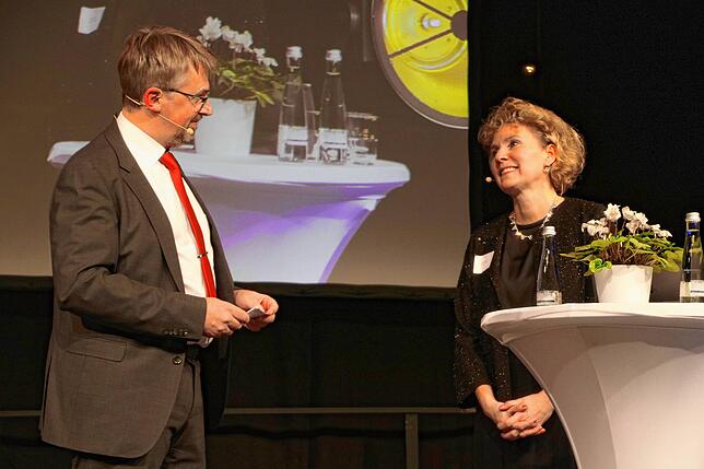 OB Martin Gruner und die Erste Beigeordnete Petra Dorfmeister verraten beim Neujahrsempfang, was Heimat für sie bedeutet.