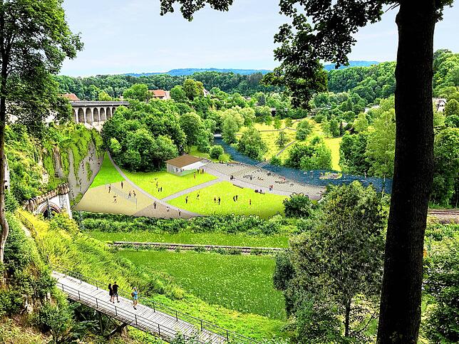 Eine Visualsierung aus der Zeit von Rottweils Bewerbung um den Zuschlag für die Landesgartenschau. So sollte das Neckarufer unterhalb ...