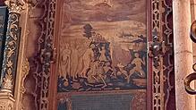 Das hölzerne Grabepitaph für Christoph Eliner in der Universitätskapelle des Freiburger Münsters.